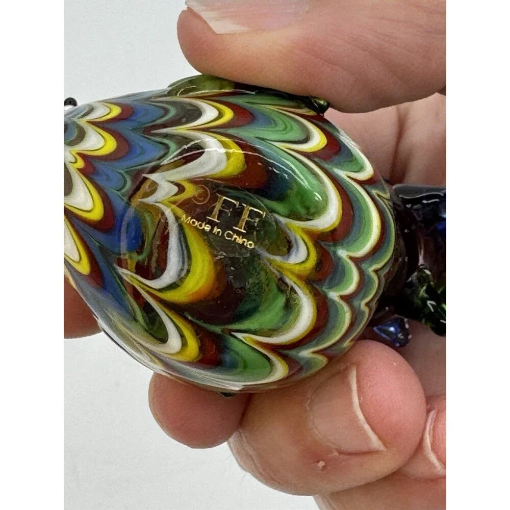 Fitz & Floyd FF Art Glass Menagerie Rooster Hen Chicken 3